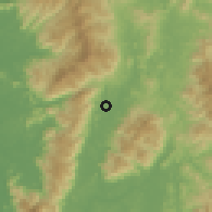 Shaded relief of the 60 km around Kota Tampan, drawn from the GMTED2010 grid