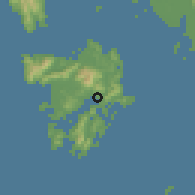 Shaded relief of the 60 km around Kuah, drawn from the GMTED2010 grid