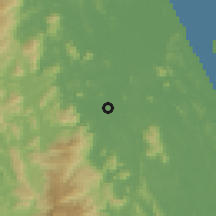 Shaded relief of the 60 km around Kuala Berang, drawn from the GMTED2010 grid