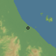 Shaded relief of the 60 km around Kuala Besut, drawn from the GMTED2010 grid
