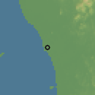 Shaded relief of the 60 km around Kuala Kedah, drawn from the GMTED2010 grid