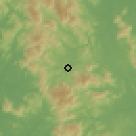 Shaded relief of the 60 km around Kuala Kelawang, drawn from the GMTED2010 grid