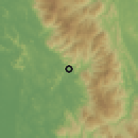 Shaded relief of the 60 km around Kuala Kubu Baru, drawn from the GMTED2010 grid