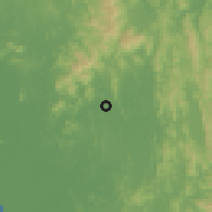 Shaded relief of the 60 km around Kuala Nerang, drawn from the GMTED2010 grid