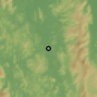 Shaded relief of the 60 km around Kuala Pahi, drawn from the GMTED2010 grid