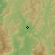 Shaded relief of the 60 km around Kuala Rui, drawn from the GMTED2010 grid