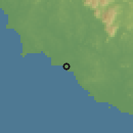 Shaded relief of the 60 km around Kuala Sungai Baru, drawn from the GMTED2010 grid