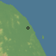 Shaded relief of the 60 km around Kuala Terengganu, drawn from the GMTED2010 grid