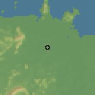 Shaded relief of the 60 km around Kuching, drawn from the GMTED2010 grid