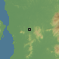 Shaded relief of the 60 km around Kulim, drawn from the GMTED2010 grid