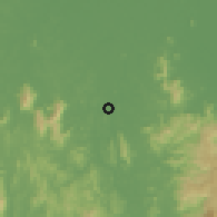 Shaded relief of the 60 km around Kusial Baharu, drawn from the GMTED2010 grid