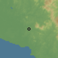 Shaded relief of the 60 km around Labu, drawn from the GMTED2010 grid