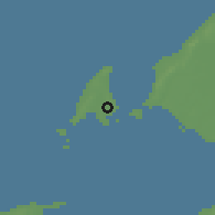 Shaded relief of the 60 km around Labuan, drawn from the GMTED2010 grid