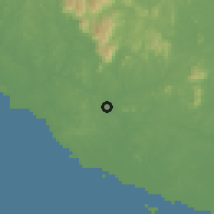 Shaded relief of the 60 km around Alor Gajah, drawn from the GMTED2010 grid