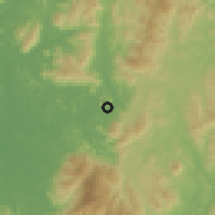 Shaded relief of the 60 km around Baling, drawn from the GMTED2010 grid