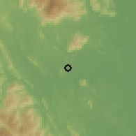 Shaded relief of the 60 km around Lanchang, drawn from the GMTED2010 grid