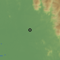 Shaded relief of the 60 km around Langkap, drawn from the GMTED2010 grid