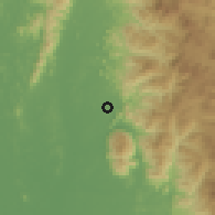 Shaded relief of the 60 km around Lawan Kuda Baharu, drawn from the GMTED2010 grid