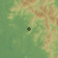 Shaded relief of the 60 km around Lembah Jaya, drawn from the GMTED2010 grid