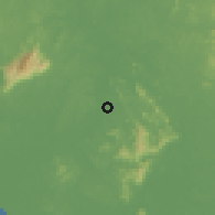 Shaded relief of the 60 km around Lenga, drawn from the GMTED2010 grid