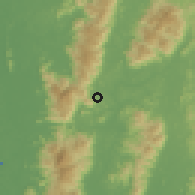 Shaded relief of the 60 km around Liman Kati, drawn from the GMTED2010 grid