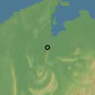 Shaded relief of the 60 km around Limbang, drawn from the GMTED2010 grid