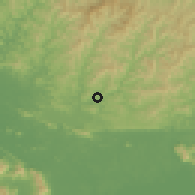 Shaded relief of the 60 km around Lubok Antu, drawn from the GMTED2010 grid