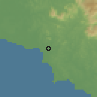 Shaded relief of the 60 km around Lukut, drawn from the GMTED2010 grid