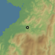 Shaded relief of the 60 km around Malaman, drawn from the GMTED2010 grid