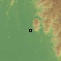 Shaded relief of the 60 km around Mambang Di-Awan, drawn from the GMTED2010 grid
