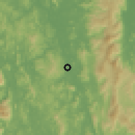 Shaded relief of the 60 km around Manek Urai, drawn from the GMTED2010 grid