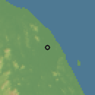 Shaded relief of the 60 km around Manir, drawn from the GMTED2010 grid