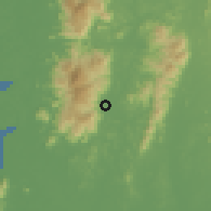 Shaded relief of the 60 km around Manong, drawn from the GMTED2010 grid
