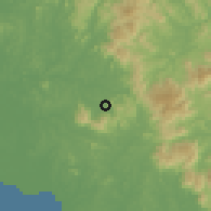 Shaded relief of the 60 km around Mantin, drawn from the GMTED2010 grid