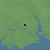 Shaded relief of the 60 km around Masai, drawn from the GMTED2010 grid