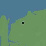 Shaded relief of the 60 km around Matu, drawn from the GMTED2010 grid