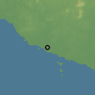 Shaded relief of the 60 km around Melaka, drawn from the GMTED2010 grid