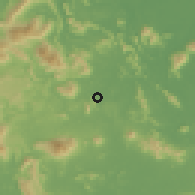Shaded relief of the 60 km around Bandar Mutiara, drawn from the GMTED2010 grid