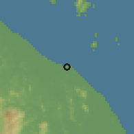 Shaded relief of the 60 km around Merang, drawn from the GMTED2010 grid