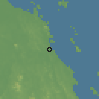 Shaded relief of the 60 km around Mersing, drawn from the GMTED2010 grid