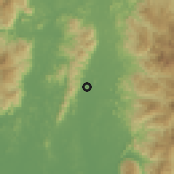 Shaded relief of the 60 km around Nalla, drawn from the GMTED2010 grid