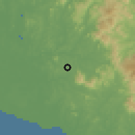 Shaded relief of the 60 km around Nilai, drawn from the GMTED2010 grid