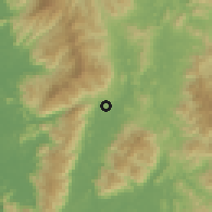 Shaded relief of the 60 km around Padang Gerus, drawn from the GMTED2010 grid