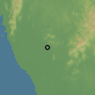 Shaded relief of the 60 km around Padang Sera, drawn from the GMTED2010 grid
