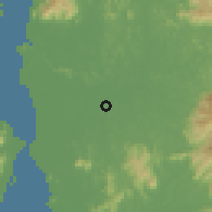 Shaded relief of the 60 km around Padang Serai, drawn from the GMTED2010 grid