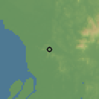 Shaded relief of the 60 km around Bandar Puncak Alam, drawn from the GMTED2010 grid