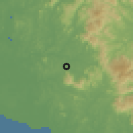 Shaded relief of the 60 km around Pajam, drawn from the GMTED2010 grid