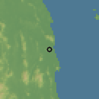 Shaded relief of the 60 km around Paka, drawn from the GMTED2010 grid