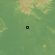 Shaded relief of the 60 km around Paloh, drawn from the GMTED2010 grid