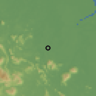 Shaded relief of the 60 km around Paloh Bazaar, drawn from the GMTED2010 grid